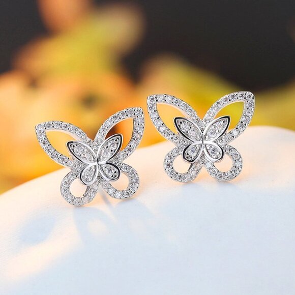 🎀 Cute Silver Gold Rose Gold Plated Animal Earring Stud for Women, HA4488 - Picture 1 of 2